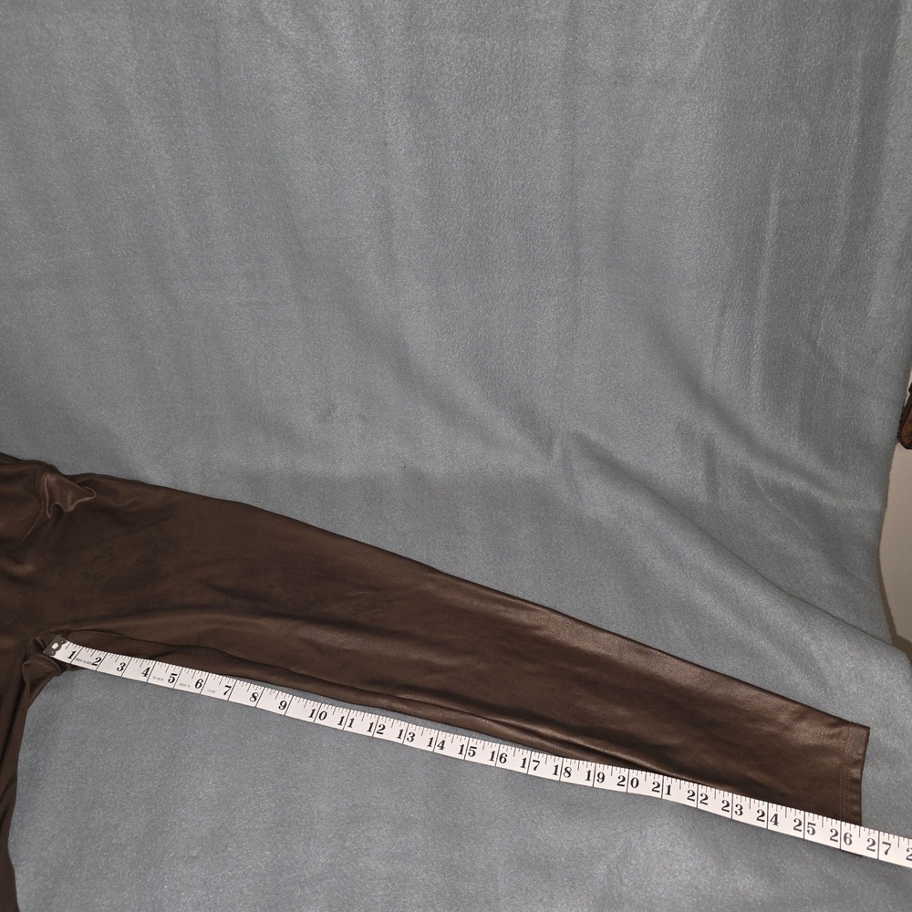 Spanx Faux Leather Leggings Women XL Espresso Brown High Waist Shaping Moto Chic - Picture 3 of 7